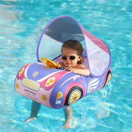 Kinderauto zwemstoel dobber ring opblaasbaar baby drijvend voor zomerzwembootcirkel badwaterspeelgoed met luifel 240529
