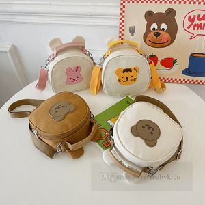 Bolsos de lona de dibujos animados para niños, niños, niñas, conejo, tigre, oso, patrón, apliques, bolso de un solo hombro, mensajero para niños, bolsos casuales Z6108