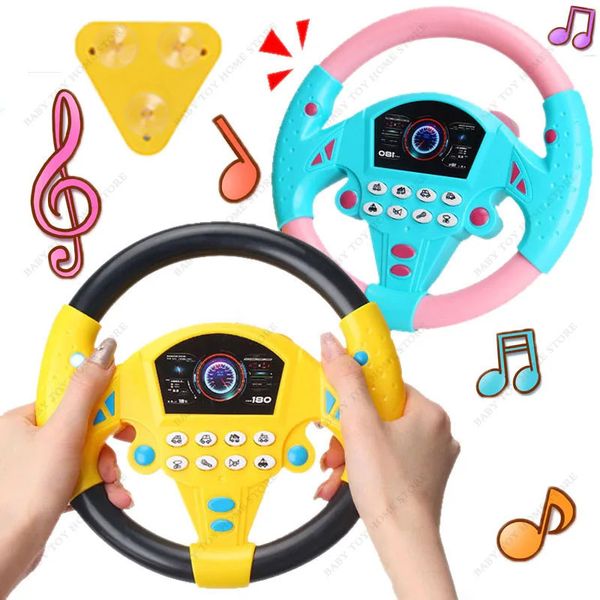 Niños de dibujos animados eléctrico simular la conducción del coche volante bebé juguetes de sonido cochecito educativo temprano conducción juguete musical regalo 231228