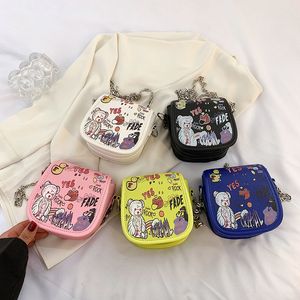 Sacs à main de dessin animé pour enfants 2022 Mode bébé filles animaux imprimés sacs à bandoulière zéro portefeuille enfants lettre chaîne décontractée un sac à bandoulière F1379