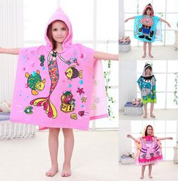Kindercartoon Hooded mantel handdoek Diergedrukte babyjongens meisjes superabsorberende microvezel strandhanddoeken2441525