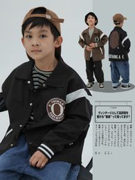 Niños Cartoon Carta Jacket impresa Lapa de la manga larga Uniforme de béisbol 2024 Spring Children All-Matching Outwear casual Z6775