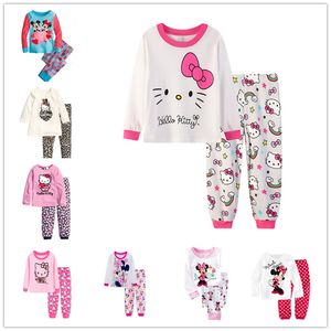 Kindercartoon pyjama's ingesteld voor meisjes katoenen pyjama kleding set 3D geprinte pyjama's nachtkleding slaapkleding met lange mouwen katoenmouw