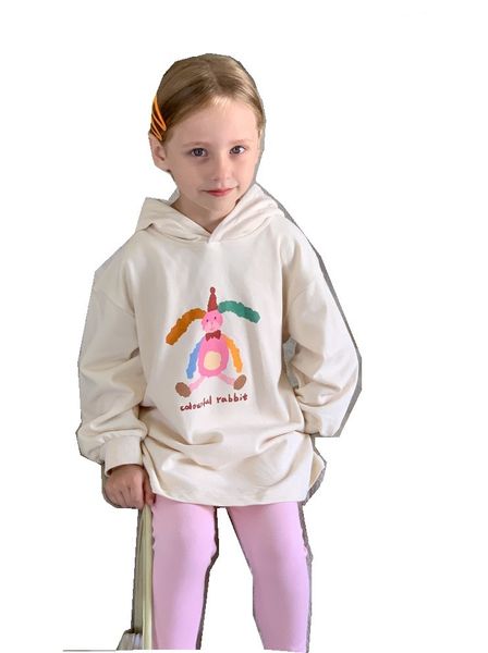 Enfants dessin animé lapin lettre imprimé vêtements ensembles filles lapin oreille à capuche sweat à manches longues rose leggings 2 pièces 2024 printemps enfants tenues décontractées Z6318