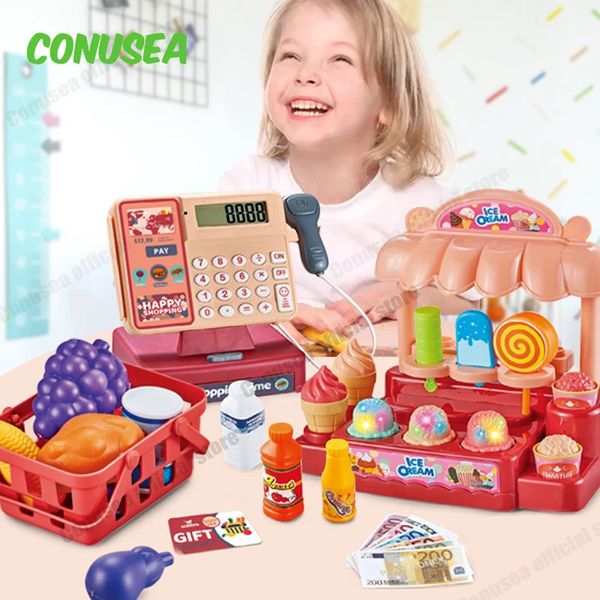 Kids Cashier Toy Certe de caisson de caisse de registre pour enfants Player Toy Girl Boy Boy Simulation Supermarché Store Shopping Cosplay Toys 240514
