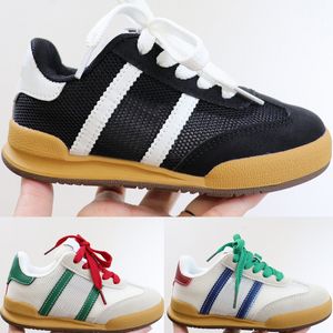 Originales Jeans Niños Zapatos casuales Tendencia Ventilar Cuero Blanco Azul real Blanco Negro Bebé Zapatillas de deporte al aire libre Tamaño 24-35