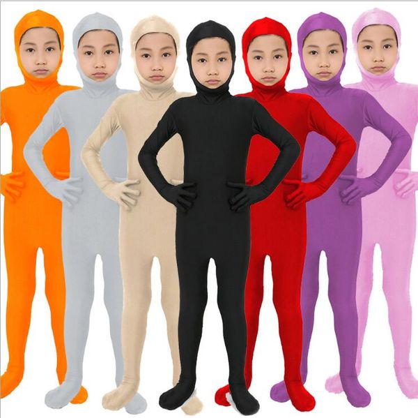 Disfraces de Catsuit para niños Zentai Suit Dance Unitard Spandex Body Use Skin Tights open face Back zipper para adultos