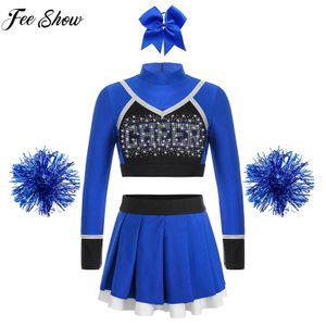 Uniformes de pom-pom girl pour enfants, filles d'école, équipe d'encouragement, costumes de pom-pom girl, ensembles de vêtements de danse pour adolescents, tenues de danse pour enfants 240305