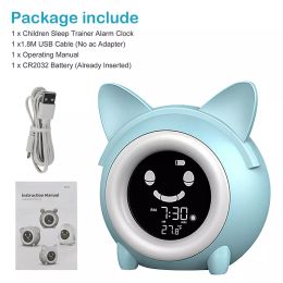 Enfants Childal Alarm Allow Sleep Training Training Horloge Colorful Night Light Digital Wake Up Clock with Tempet Tempet Nap Timer for Bedroom