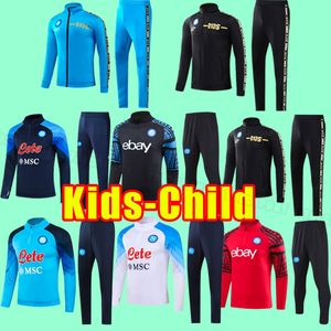 Kinderen kind Maradona 23 24 Napoli voetbal trainingspakken 2023 2024 ZIELINSKI KOULIBALY INSIGNE MERTENS LOZANO OSIMHEN Hoodies Jas Lange mouw broek jas set