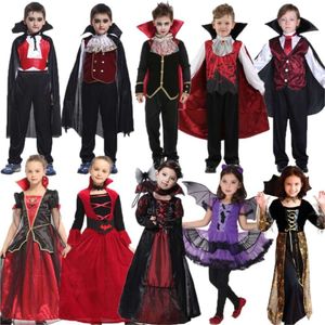Kinderen Kind Vampier Kostuum Graaf Dracula Cosplay Jongens Vampiress voor Meisjes Purim Halloween Party Fantasia Aankleden Grappige Horrorcosplay