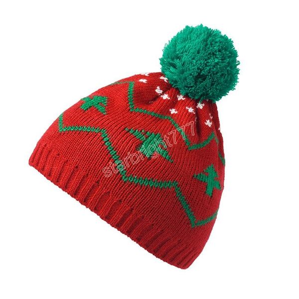 Chapeau de noël pour enfants, chapeaux d'hiver tricotés pour bébés, boule de laine, bonnets de neige, casquettes chaudes pour enfants