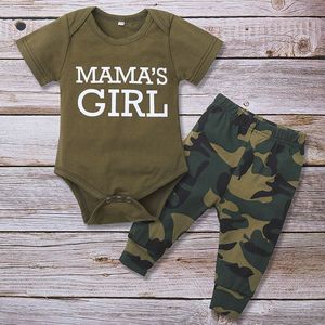 Kids Children's Sets Boy Meisjes Babykleding Short-Mouwen Tas Scheet Kleding Romper Camouflage Broek 2 Stuk Suit