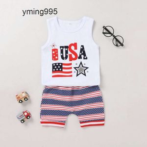 Ensembles d'été pour enfants, gilet et short avec lettres imprimées, pour bébé américain, costume deux pièces pour le jour de l'indépendance