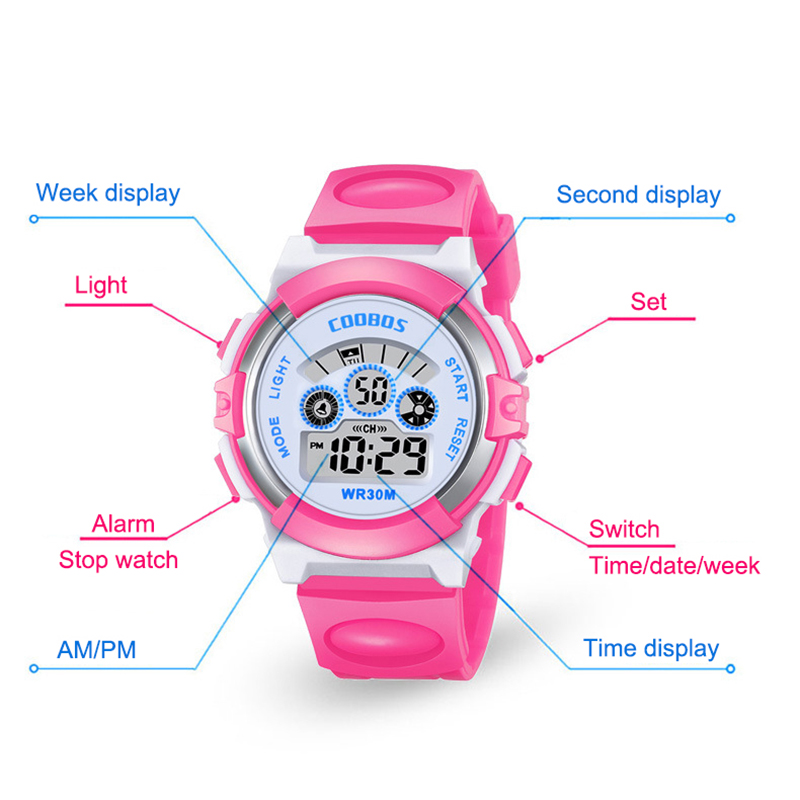 어린이 어린이 시계 전자 쿼츠 손목 시계 소년 소녀 30m 수명 방수 학생 스포츠 시계 화려한 시계 reloj