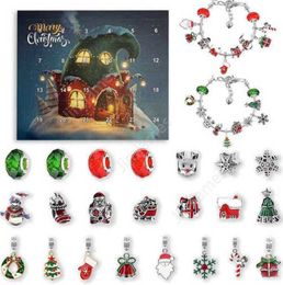 Braccialetto di perline fai-da-te natalizio per bambini Scatola regalo per calendario dell'Avvento di Natale di 24 giorni 200 pezzi DAJ499