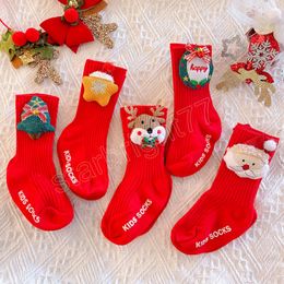 Niños regalo de Navidad dulce bebé recién nacido calcetín dibujos animados Santa Claus árbol estrella infantil niño niños niñas calcetines antideslizantes