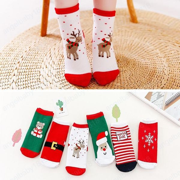 Enfants Noël Chaussettes Père Noël Flocon De Neige Elk Dessin Animé Bas Hiver Serviette Chaude Terry Mi Niveau Chaussette pour Enfants Tout-Petits Bébé