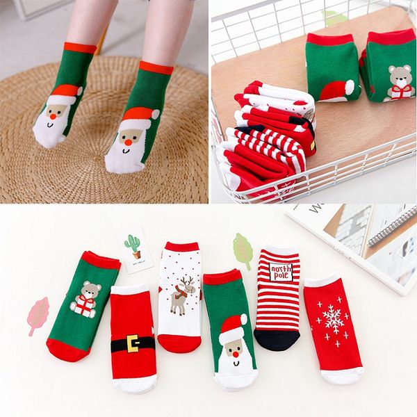 Chaussettes de Noël pour enfants Père Noël Flocon de neige Elk Bas de dessin animé Serviette chaude d'hiver Terry Chaussette de niveau intermédiaire pour enfants en bas âge bébé M3603