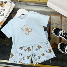 Kids Classic Cute Bear Short Sleeve Suit Summer Fashion Casual Sweatshirt Suits Baby Boy Girls Tracksuit Luxe kleding Sets 66-100cm 5E1