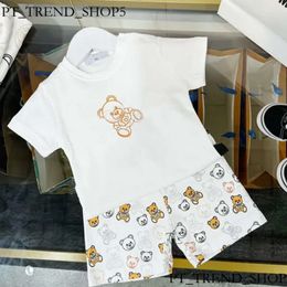 Kids Classic Cute Bear Short Sleeve Suit Summer Fashion Casual Sweatshirt Suits Baby Boy Girls Tracksuit Luxe kleding Sets 66-100cm EB8