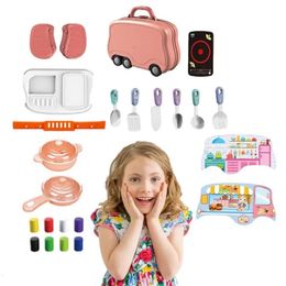 Kit de arcilla para niños, modelado DIY seco al aire con accesorios, herramientas y maleta, manualidades, regalo 240124