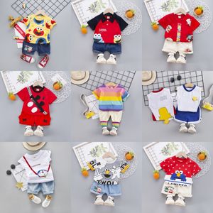 Conjuntos de algodón para niños, ropa para niños, camiseta para bebés, conjunto de camiseta, pantalones cortos para bebé, talla de verano 80-110 C0vW #