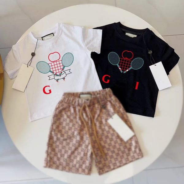 Ropa para niños Conjunto de diseñador para bebés Ropa para niños Conjunto corto para niñas y niños Con letras Deportes de lujo Traje suelto Cálido