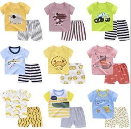 Ropa para niños Conjuntos de ropa de verano para niños Camisetas de manga corta Pantalones cortos Trajes Camisetas con estampado de animales Pantalones Trajes Payamas Pijamas Pijamas C5491