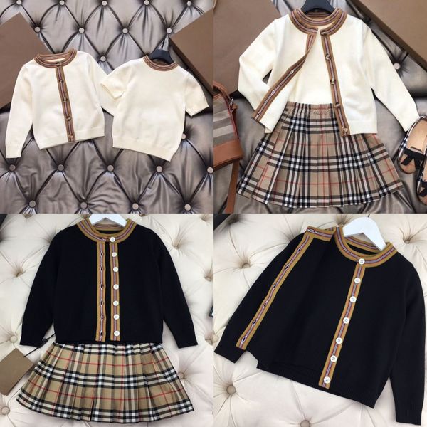 Conjuntos de primavera para niños, ropa de diseñador para niñas, conjunto informal de otoño para bebés, pantalones cortos para niña, cárdigan de manga larga, falda plisada 100-160 98VL #