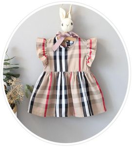 Vêtements pour enfants Designer Girls Robes de mode d'été bébé filles plaid des filles à rayures brouillées robe d'été princesse baby robe5991399