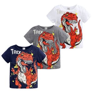 Kinderkleding Dinosaurus Gedrukt Jongen T-shirts Katoen Baby Jongens Tees Korte Mouw Kinderen Tops Zomer Kinderkleding 3 Kleuren DHW2429