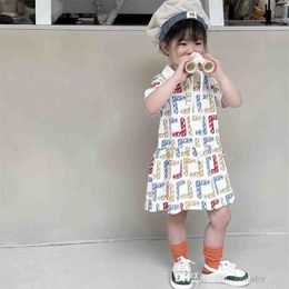 Kinderkleding Meisjes Designer Jurk Luxe Babykleding Sets Meisjes Kinderen Korte Mouw Klassieke Letter Gedrukt Jurken Polo Rok