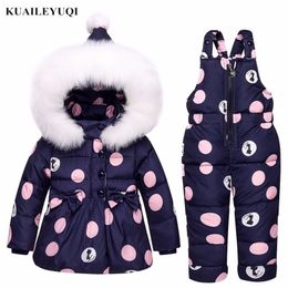 Enfants Vêtements Filles Down Coat Children Children Toddler Snowsuit Vêtements d'extérieur + Romper Vêtements Ensemble Vestes d'hiver pour enfants russes LJ201017