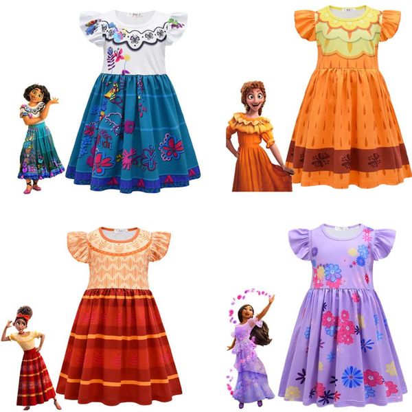 Enfants Vêtements Filles Encanto Mirabel Cosplay Costumes Fantaisie Princesse Robes Enfants Anniversaire Carnaval Fête Vêtements et Sac 220302790
