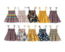Vêtements pour enfants filles fleurs suspension robe enfants floral slin