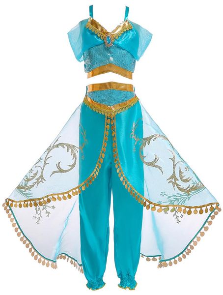 Vêtements pour enfants filles Jasmine princesse tenues enfants Cosplay Costume dessin animé enfants déguisement vêtements C3469152756