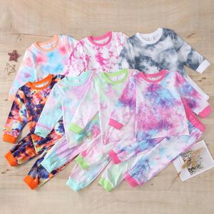 Conjunto de ropa para niños Tie Dye Camisas para niños pequeños Pantalones 2 piezas Conjuntos de manga larga para niños y niñas Trajes de jersey Otoño Ropa para el hogar para bebés DW5835