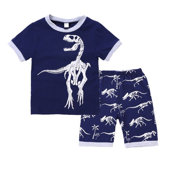 Ensembles de vêtements pour enfants garçons dinosaure Bule t-shirts Shorts 2 pièces ensemble à manches courtes enfants tenues été enfants vêtements DHW3333