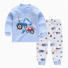 Conjuntos de ropa para niños Niños Niñas Algodón Ropa interior para bebés Niños pequeños Otoño Pantalones de manga larga Pijamas Conjunto de ropa para niños jóvenes s9HV #