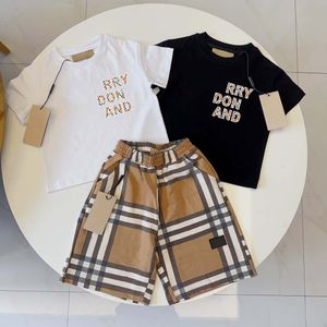 Ensembles de vêtements pour enfants T-shirts à manches courtes Shorts Plaid T-shirts pour enfants en bas âge Pantalons Treillis Garçons Filles T-shirts Pantalons T-shirts pour jeunes bébés Tops Noir Blanc