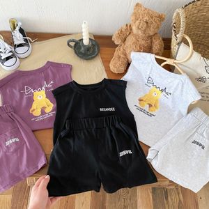 Ensembles de vêtements pour enfants Toddler à manches courtes t-shirts shorts de dessin animé lettre d'été imprimé tshirts pantalon garçons enfants enfants jeunes en deux pièces G4O0 #