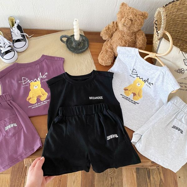 Ensembles de vêtements pour enfants Toddler T-shirts à manches courtes Shorts Cartoon Lettre d'été Tshirts Pantalons Boys Children Children Youth Two Piece Costumes P4ZF #