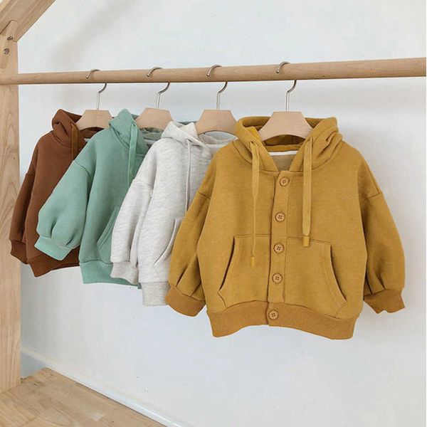 Enfants Vêtements Printemps Automne Enfants Hoodies Garçon Fille Solide Casual À Manches Longues Cardigan Sweat Bébé À Capuche Manteau Pour Les Tout-petits 210713