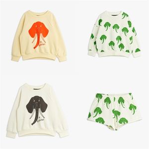 Kinderkleding Sweatshirts Shorts Spring Summer Girls Boys Elephant Gedrukte lange mouw T -shirts Pak kinderkleding 220809
