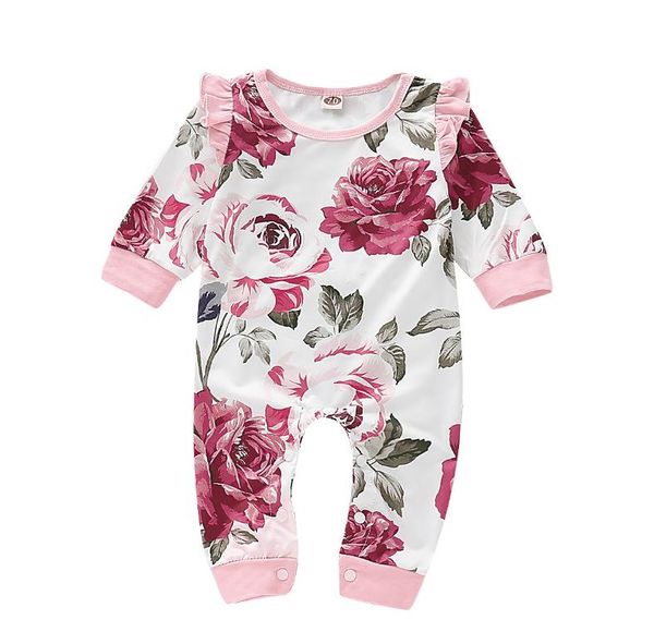 Vêtements pour enfants Girls Rose Imprimé Rompers Courstes à manches courtes Courstes de nouveau-nés NOUVELLES Vêtements de bébé Summer Bébroms BT6586