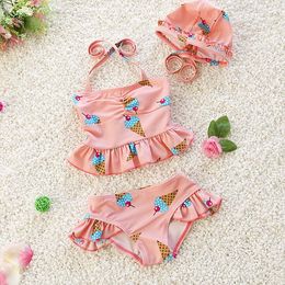 Kinderkleding Meisjes Zwemkleding Driedelige kinderzwempak Mode en mooie ruche badmode voor kinderen Bikini Babykostuums Badpak