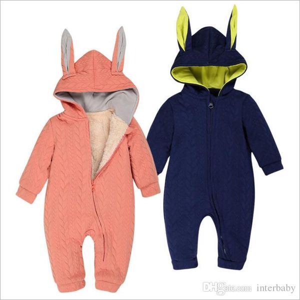 Enfants Vêtements Filles Hiver Barboteuses Ins Garçons Polaire Lapin Combinaisons Toddler Mode Onesies Nouveau-Né Animal Chaud Body Bébé Vêtements B3208