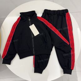 Kinderkleding Sets Casual Sport Zwarte Pakken Lange Mouw Rits Hoodies Outfits Katoen voor Kind Jongens Meisjes Mode Tops + Joggingbroek