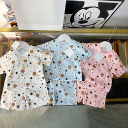 Ensembles de vêtements pour enfants Ours mignon Costume à manches courtes Mode d'été Sweat-shirt décontracté Costumes Bébé Garçon Filles Survêtement Ensembles de vêtements de luxe 66-100CM